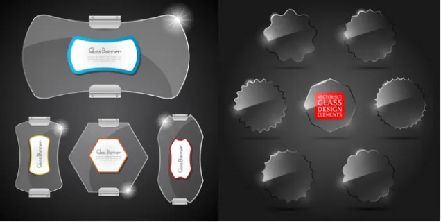 透明水晶质感标签矢量素材