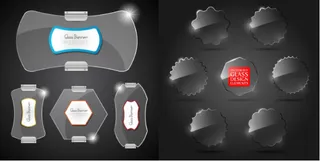 透明水晶质感标签矢量素材