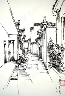 钢笔风景 建筑风景速写