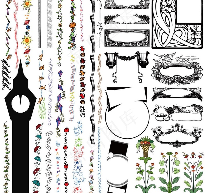 塔钟塔欧式花纹图案图片