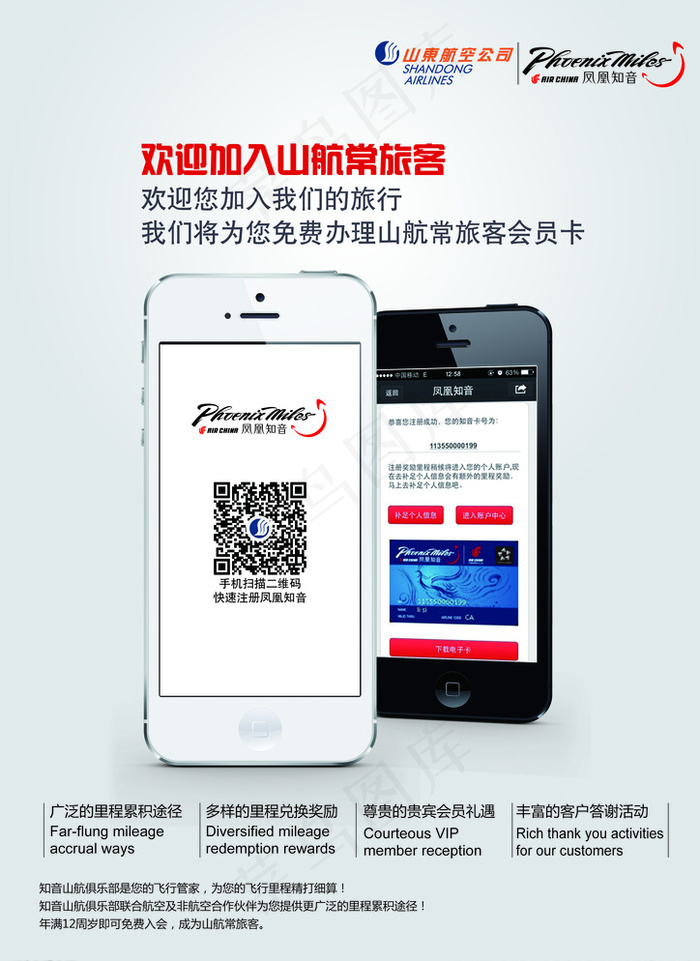 山东航空公司凤凰知音图片psd模版下载