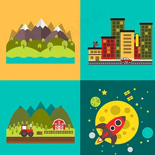创意风景插画图片