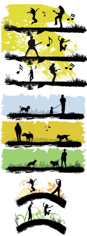 矢量人物，建筑，场景，剪影矢量02