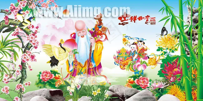 新年吉祥如意壁画(8823X4394(DPI:150))psd模版下载