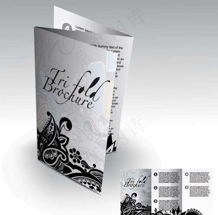 时尚花纹三折页宣传册子图片eps,ai矢量模版下载