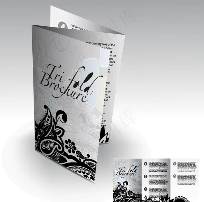 时尚花纹三折页宣传册子图片eps,ai矢量模版下载