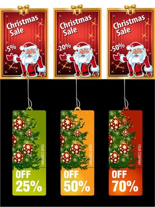 圣诞贺卡与吊牌——矢量素材