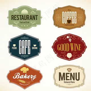复古餐饮标签矢量素材图片