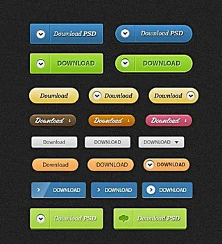 网页下载按钮psd素材