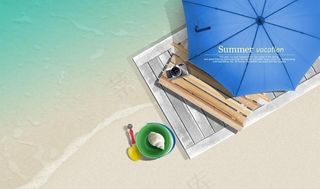夏日沙滩休闲素材图片