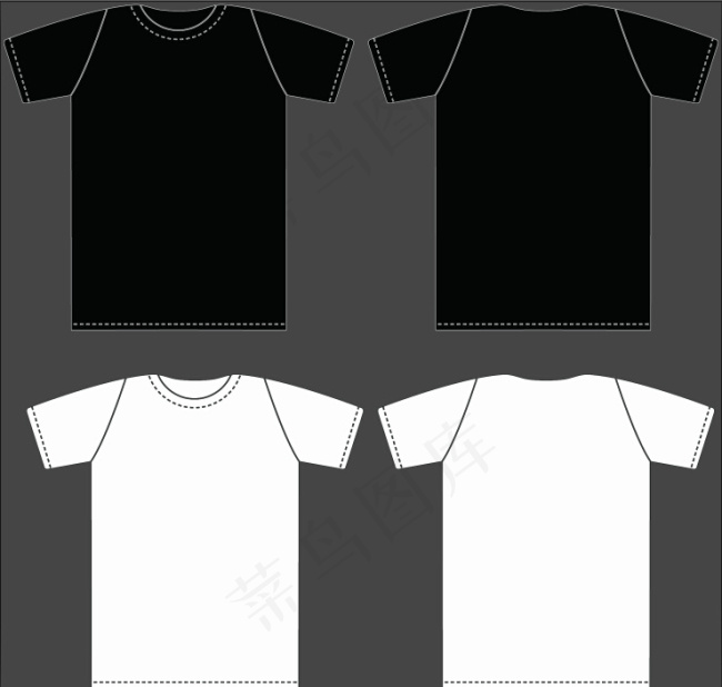 无花纹黑白T恤素材