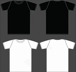 无花纹黑白T恤素材