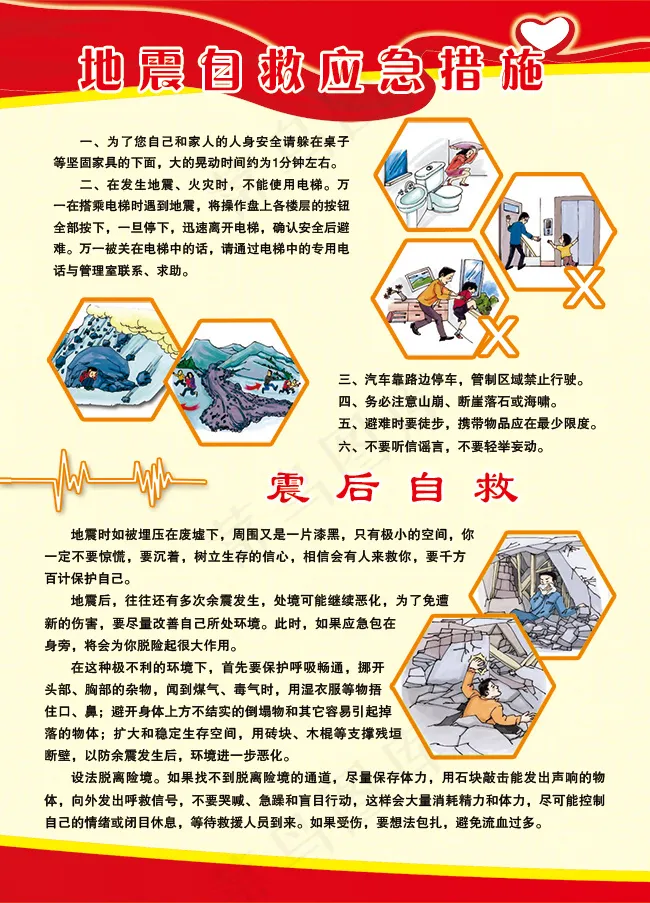 防震自救应急措施psd模版下载