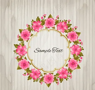 粉色花环木纹背景矢量素材图片
