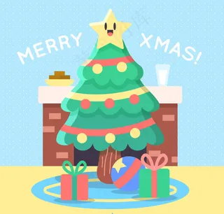 圣诞树的背景与礼物