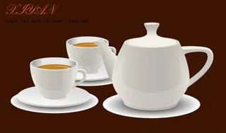 逼真效果茶壶茶碗矢量素材