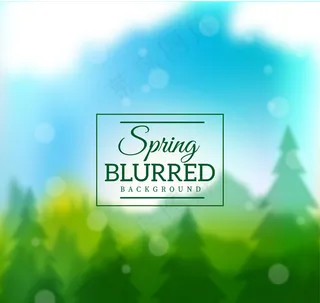 春季绿色森林模糊风景矢量素材
