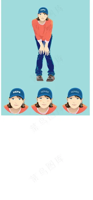 带棒球帽的美少女