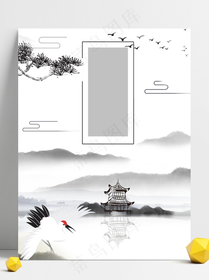 灰色水墨传统古风背景