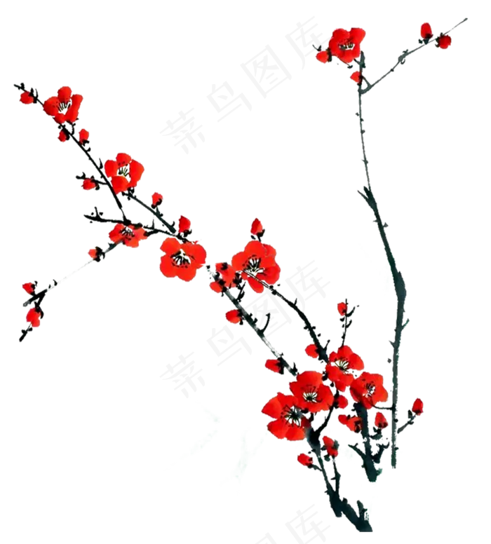 精品中国风梅花PNG免扣素材(1856X738)