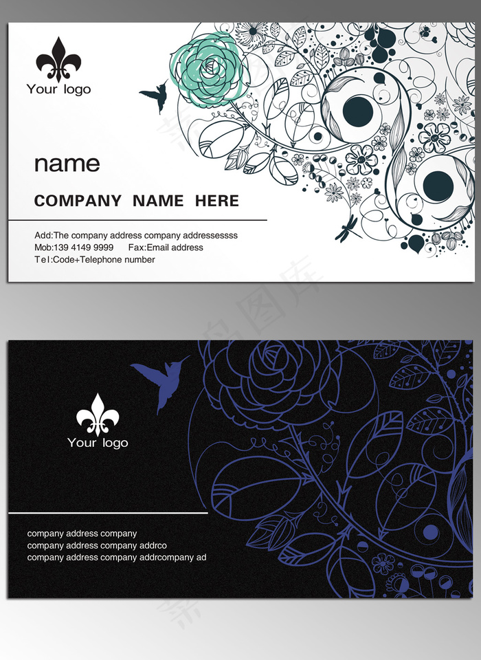 花纹名片 广告设计简约创意PSD名...