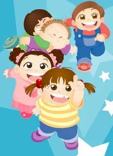 快乐儿童数星星矢量素材