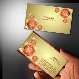 金色典雅 高级花纹名片PSD模板下...