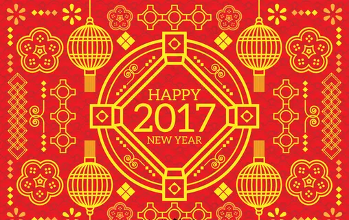 红色新年背景与黄金饰品