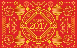 红色新年背景与黄金饰品