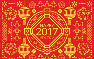 红色新年背景与黄金饰品