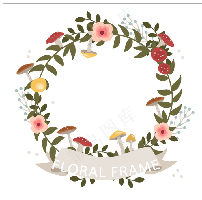 手绘花圈装饰图片