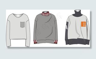 服装款式图 花型 字母 男装 女装