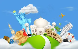 世界名胜古迹矢量图