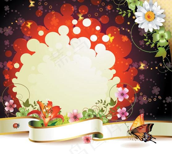 时尚花卉花纹蝴蝶背景图片