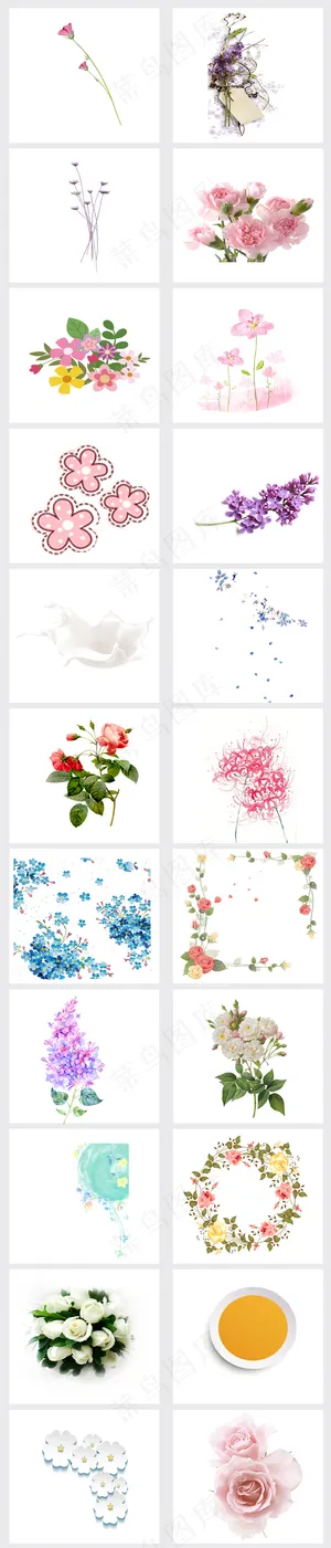 多款唯美手绘花玫瑰花牡丹花海报PN...