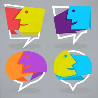 人脸语音气泡矢量素材下载