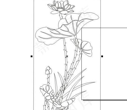 荷花 福临门刻绘图案 矢量图案 线...