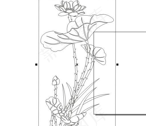 荷花 福临门刻绘图案 矢量图案 线...cdr矢量模版下载