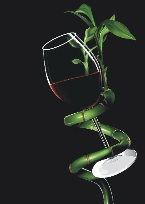 竹子藤绕的酒杯图片cdr矢量模版下载