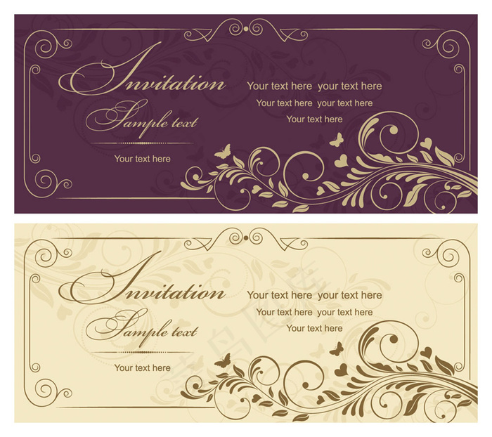 花纹婚礼卡片设计矢量素材