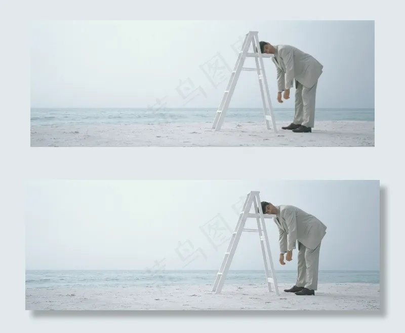 海滩上的成功男人
