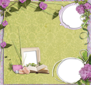 花朵面包书本相框图片