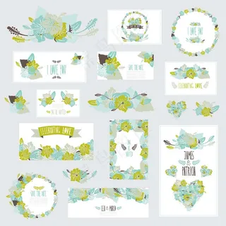 绿色植物花朵婚礼卡片背景模板下载