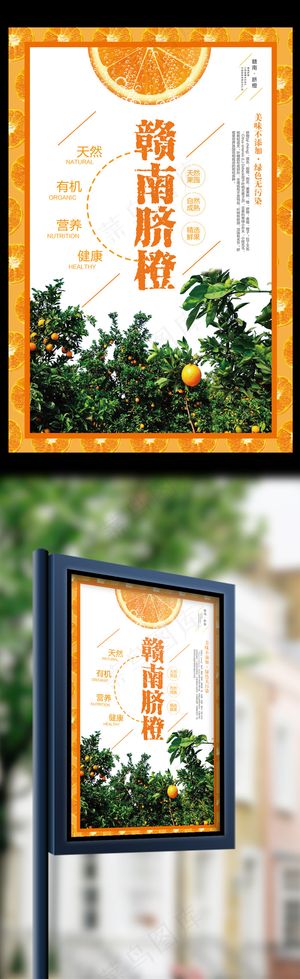实景风格创意赣南脐橙户外海报