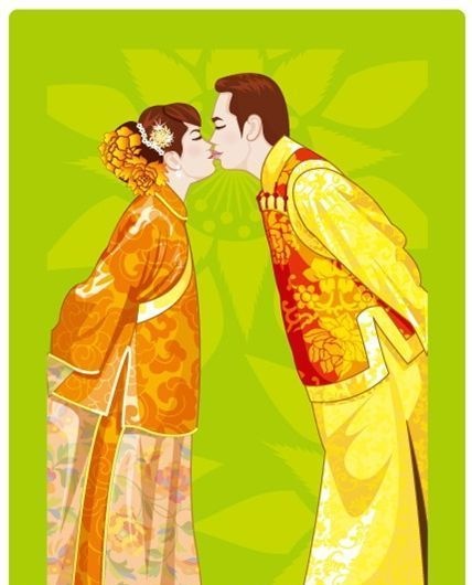 传统婚礼 矢量人物 矢量素材 AI...