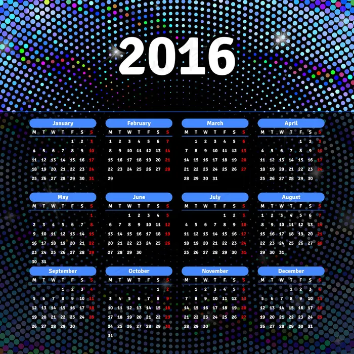 2016光点闪耀年历ai矢量模版下载