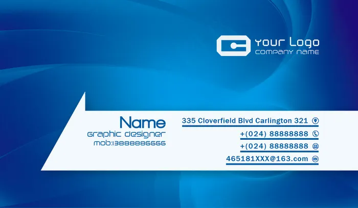 蓝色商务科技名片模板psd模版下载