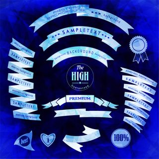 13款蓝色丝带条幅与标签矢量图