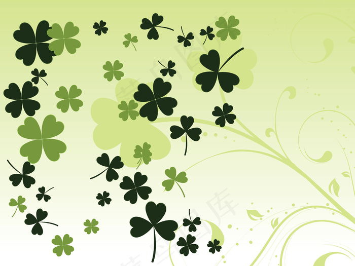 背景与深绿色的三叶草17三月