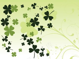 背景与深绿色的三叶草17三月